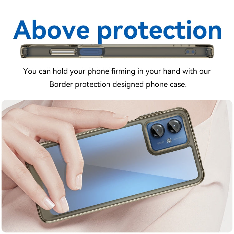 For Motorola Moto G14 Colorful Series Acrylic Hybrid TPU Phone Case(Transparent Grey) - free shipping - PMC TechLife - Order now!
