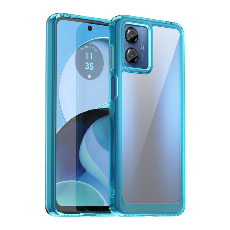 For Motorola Moto G14 Colorful Series Acrylic Hybrid TPU Phone Case(Transparent Blue) - free shipping - PMC TechLife - Order now!