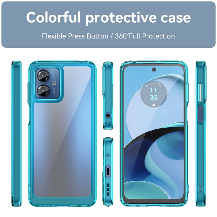 For Motorola Moto G14 Colorful Series Acrylic Hybrid TPU Phone Case(Transparent Blue) - free shipping - PMC TechLife - Order now!