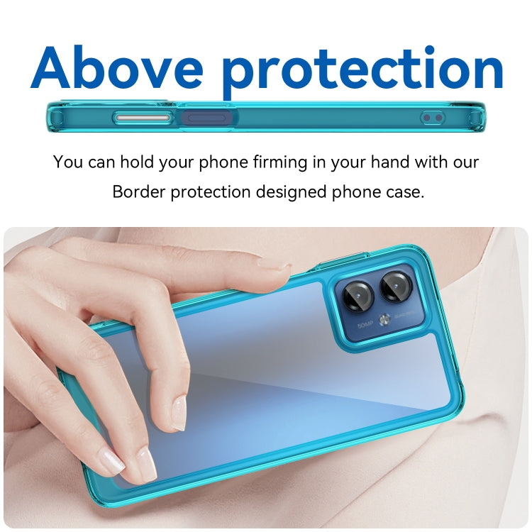 For Motorola Moto G14 Colorful Series Acrylic Hybrid TPU Phone Case(Transparent Blue) - free shipping - PMC TechLife - Order now!