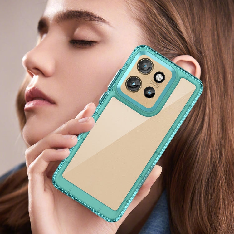 For Motorola Edge 50 Neo Colorful Series Acrylic Hybrid TPU Phone Case(Transparent Blue) - free shipping - PMC TechLife - Order now!