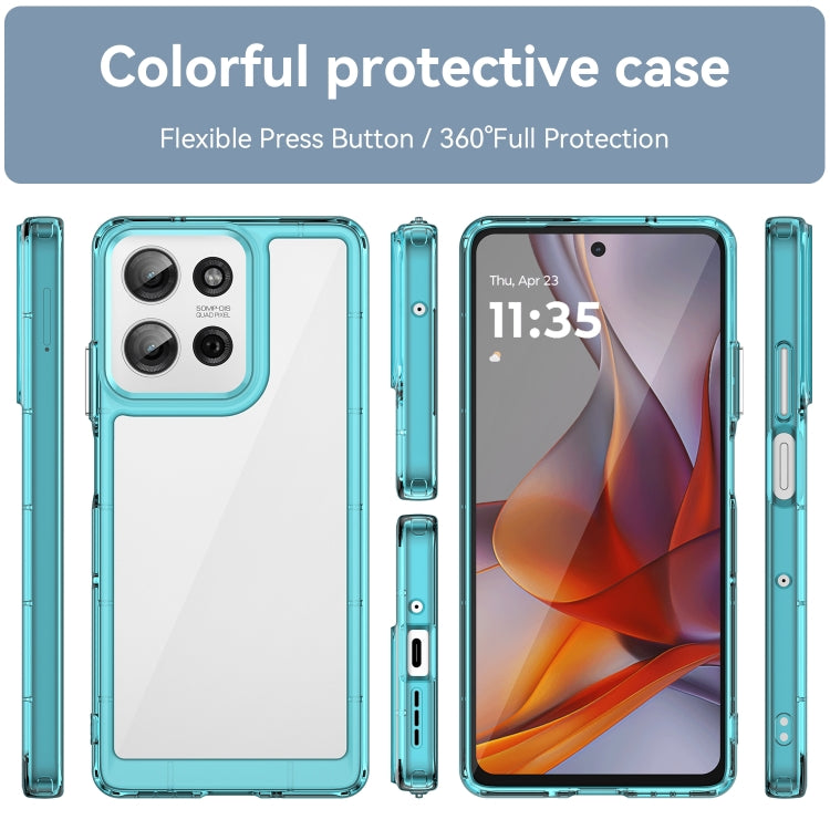 For Motorola Moto G75 5G Colorful Series Acrylic Hybrid TPU Phone Case(Transparent Blue) - free shipping - PMC TechLife - Order now!