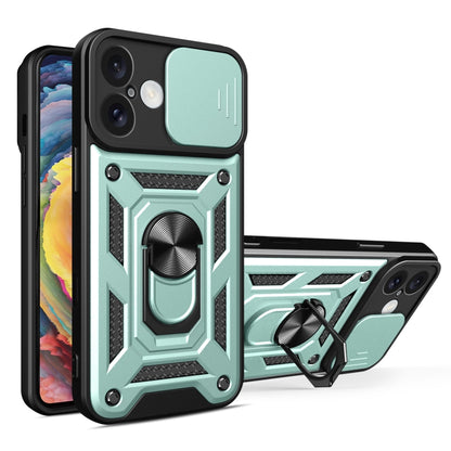 For iPhone 16 Sliding Camera Cover Design TPU+PC Phone Case(Green) - iPhone 16 Cases by PMC Jewellery | Online Shopping South Africa | PMC Jewellery | Buy Now Pay Later Mobicred