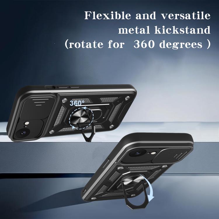 For iPhone 16e Sliding Camera Cover Design TPU+PC Phone Case(Black) - free shipping - PMC TechLife - Order now!