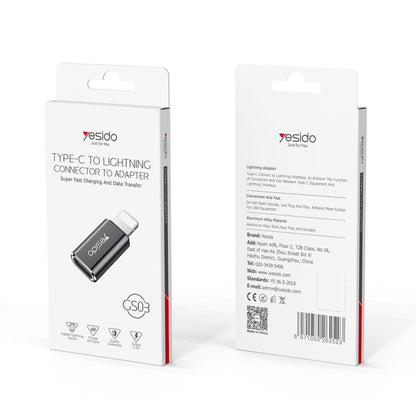 Yesido GS03 8 Pin to Type-C Charging Adapter(Black) - Converter & Adapter by Yesido | Online Shopping South Africa | PMC Jewellery | Buy Now Pay Later Mobicred