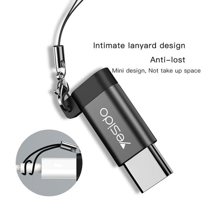 Yesido GS04 Type-C to Micro USB Mini Connector Adapter with Keychain(Black) - Converter & Adapter by Yesido | Online Shopping South Africa | PMC Jewellery | Buy Now Pay Later Mobicred