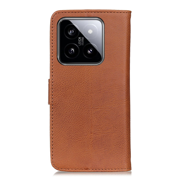 For Xiaomi 14 KHAZNEH Cowhide Texture Flip Leather Phone Case(Brown) - 14 Cases by PMC Jewellery | Online Shopping South Africa | PMC Jewellery | Buy Now Pay Later Mobicred