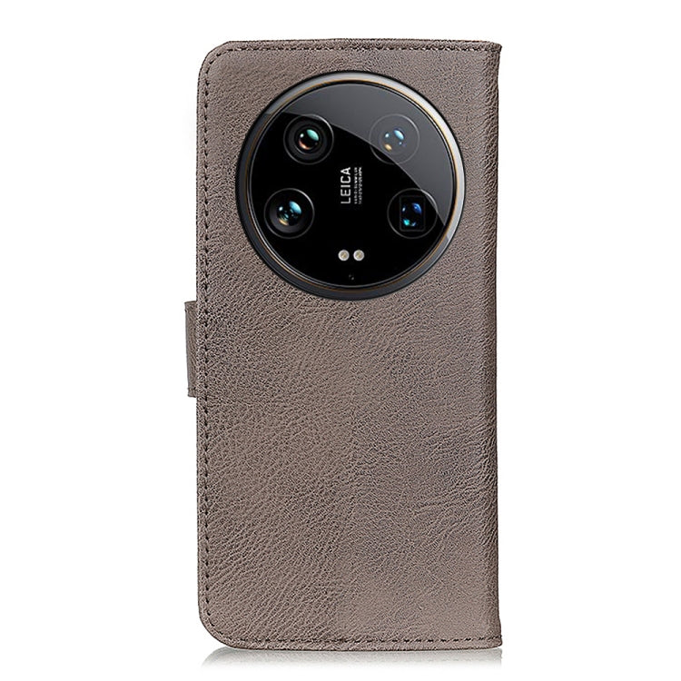 For Xiaomi 14 Ultra KHAZNEH Cowhide Texture Flip Leather Phone Case(Khaki) - 14 Ultra Cases by PMC TechLife | Online Shopping South Africa | PMC TechLife | Buy Now Pay Later Mobicred