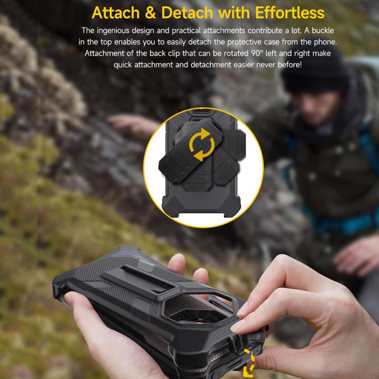 For Ulefone Armor X16 / X16 Pro Ulefone Back Clip Phone Case with Carabiner(Black) - free shipping - PMC TechLife - Order now!