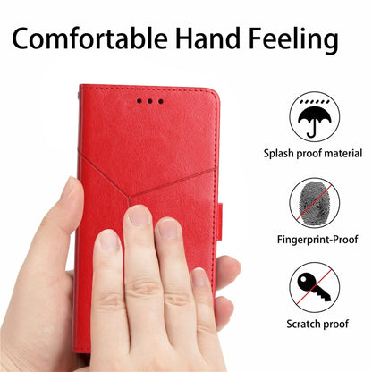 For iPhone 16 Pro HT01 Y-shaped Pattern Flip Leather Phone Case(Red) - iPhone 16 Pro Cases by PMC Jewellery | Online Shopping South Africa | PMC Jewellery | Buy Now Pay Later Mobicred