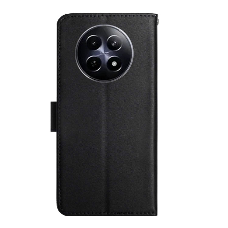 For Realme 12 5G Global Genuine Leather Fingerprint-proof Flip Phone Case(Black) - Realme Cases by PMC Jewellery | Online Shopping South Africa | PMC Jewellery | Buy Now Pay Later Mobicred