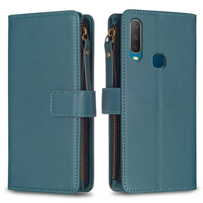 For vivo Y11 / Y15 / Y12 / Y17 9 Card Slots Zipper Wallet Leather Flip Phone Case(Green) - vivo Cases by PMC Jewellery | Online Shopping South Africa | PMC Jewellery | Buy Now Pay Later Mobicred