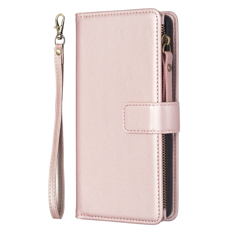 For Google Pixel 7 Pro 9 Card Slots Zipper Wallet Leather Flip Phone Case(Rose Gold) - Google Cases by PMC Jewellery | Online Shopping South Africa | PMC Jewellery | Buy Now Pay Later Mobicred