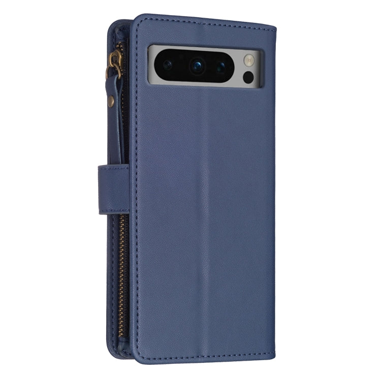 For Google Pixel 8 Pro 9 Card Slots Zipper Wallet Leather Flip Phone Case(Blue) - Google Cases by PMC Jewellery | Online Shopping South Africa | PMC Jewellery | Buy Now Pay Later Mobicred