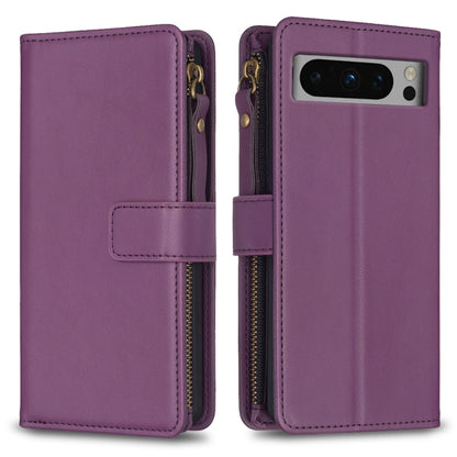 For Google Pixel 8 Pro 9 Card Slots Zipper Wallet Leather Flip Phone Case(Dark Purple) - Google Cases by PMC Jewellery | Online Shopping South Africa | PMC Jewellery | Buy Now Pay Later Mobicred