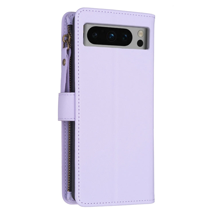 For Google Pixel 8 Pro 9 Card Slots Zipper Wallet Leather Flip Phone Case(Light Purple) - Google Cases by PMC TechLife | Online Shopping South Africa | PMC TechLife | Buy Now Pay Later Mobicred