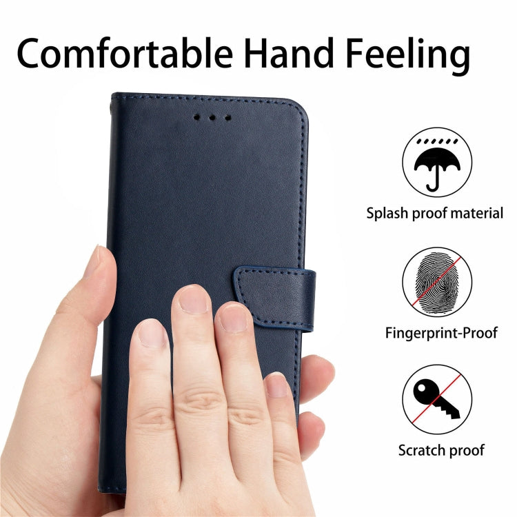 For iPhone SE 2024 Genuine Leather Fingerprint-proof Flip Phone Case(Blue) - More iPhone Cases by PMC Jewellery | Online Shopping South Africa | PMC Jewellery | Buy Now Pay Later Mobicred