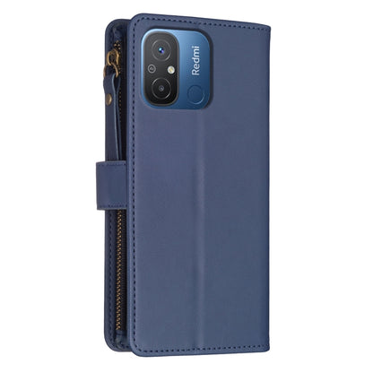 For Xiaomi Redmi 12C 9 Card Slots Zipper Wallet Leather Flip Phone Case(Blue) - Xiaomi Cases by PMC Jewellery | Online Shopping South Africa | PMC Jewellery