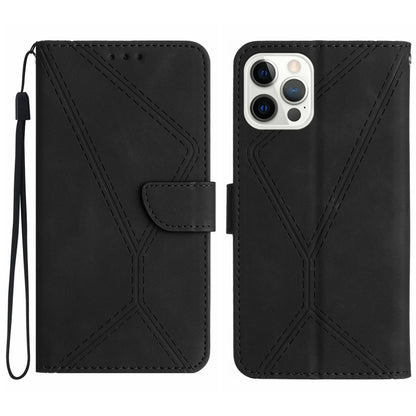 For iPhone 16 Pro Stitching Embossed Leather Phone Case(Black) - iPhone 16 Pro Cases by PMC Jewellery | Online Shopping South Africa | PMC Jewellery | Buy Now Pay Later Mobicred