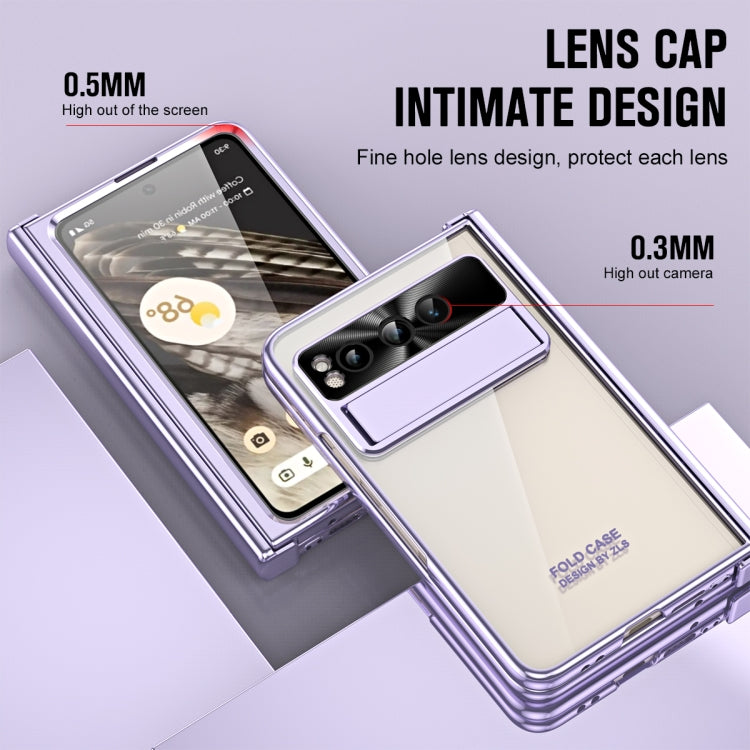 For Google Pixel Fold Integrated Electroplating Folding Phone Case with Hinge(Purple) - Google Cases by PMC TechLife | Online Shopping South Africa | PMC TechLife | Buy Now Pay Later Mobicred