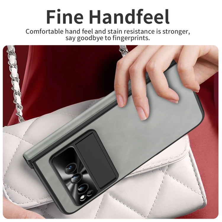 For Google Pixel Fold Integrated Napa Texture All-inclusive Phone Case with Hinge(White) - Google Cases by PMC TechLife | Online Shopping South Africa | PMC TechLife | Buy Now Pay Later Mobicred