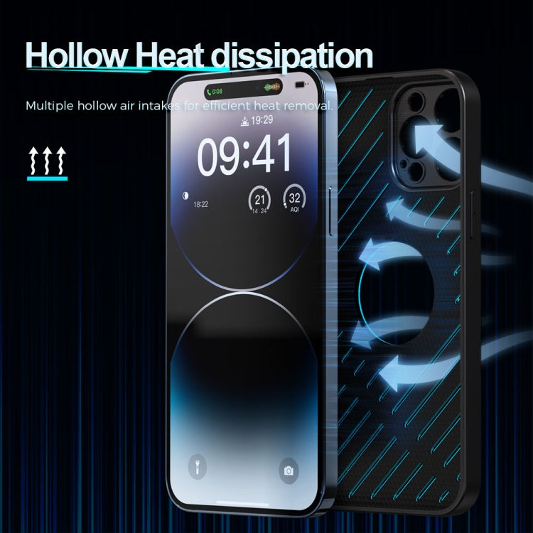For iPhone 12 R-JUST RJ57 CD Pattern MagSafe Cooling Phone Case(Black) - iPhone 12 / 12 Pro Cases by R-JUST | Online Shopping South Africa | PMC TechLife | Buy Now Pay Later Mobicred