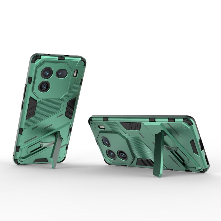 For vivo iQOO 12 5G Punk Armor 2 in 1 PC + TPU Phone Case with Holder(Green) - iQOO 12 Cases by PMC Jewellery | Online Shopping South Africa | PMC Jewellery