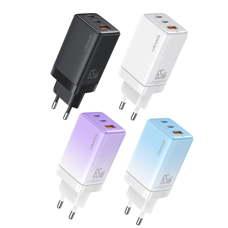 USAMS US-CC180 65W ACC Three Ports GaN Charger, EU Plug(White) - USB Charger by USAMS | Online Shopping South Africa | PMC Jewellery | Buy Now Pay Later Mobicred