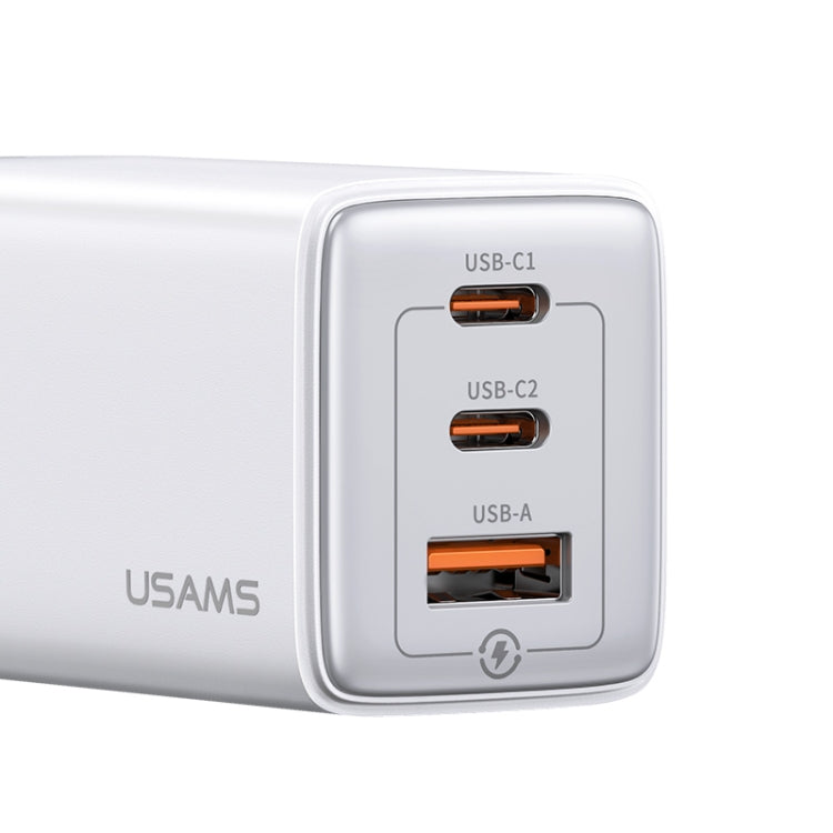 USAMS US-CC180 65W ACC Three Ports GaN Charger, EU Plug(Gradient Purple) - USB Charger by USAMS | Online Shopping South Africa | PMC Jewellery | Buy Now Pay Later Mobicred