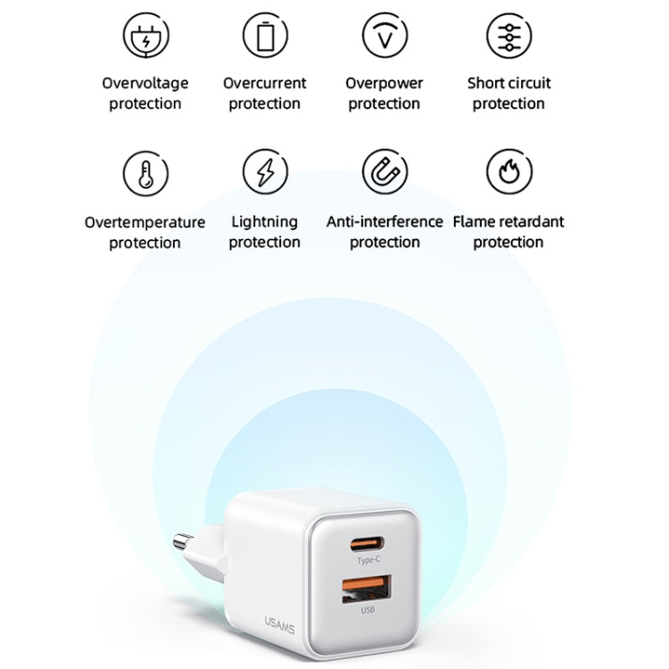 USAMS US-CC189 PD 30W USB+USB-C/Type-C Dual Port Electroplating Charger, EU Plug(Purple) - USB Charger by USAMS | Online Shopping South Africa | PMC Jewellery | Buy Now Pay Later Mobicred