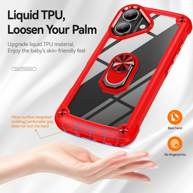 For iPhone 16 TPU + PC Lens Protection Phone Case with Ring Holder(Red) - iPhone 16 Cases by PMC Jewellery | Online Shopping South Africa | PMC Jewellery | Buy Now Pay Later Mobicred