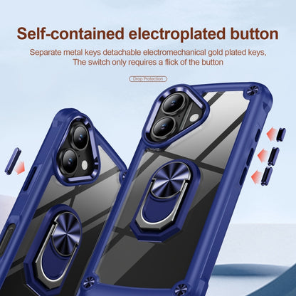 For iPhone 16 TPU + PC Lens Protection Phone Case with Ring Holder(Blue) - iPhone 16 Cases by PMC Jewellery | Online Shopping South Africa | PMC Jewellery | Buy Now Pay Later Mobicred