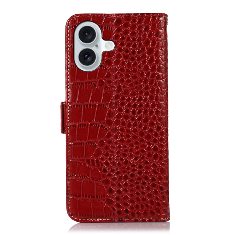 For iPhone 16 Plus Crocodile Top Layer Cowhide Leather Phone Case(Red) - iPhone 16 Plus Cases by PMC Jewellery | Online Shopping South Africa | PMC Jewellery | Buy Now Pay Later Mobicred