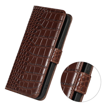 For iPhone 16 Plus Crocodile Top Layer Cowhide Leather Phone Case(Brown) - iPhone 16 Plus Cases by PMC Jewellery | Online Shopping South Africa | PMC Jewellery | Buy Now Pay Later Mobicred