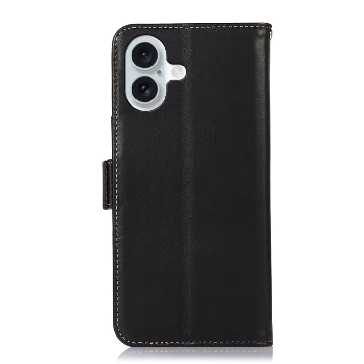 For iPhone 16 Plus Crazy Horse Top Layer Cowhide Leather Phone Case(Black) - iPhone 16 Plus Cases by PMC Jewellery | Online Shopping South Africa | PMC Jewellery | Buy Now Pay Later Mobicred