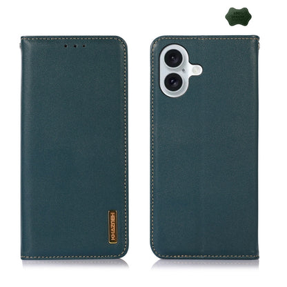 For iPhone 16 Plus KHAZNEH Nappa Top Layer Cowhide Leather Phone Case(Green) - iPhone 16 Plus Cases by PMC Jewellery | Online Shopping South Africa | PMC Jewellery | Buy Now Pay Later Mobicred