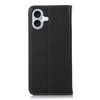 For iPhone 16 Plus KHAZNEH Nappa Top Layer Cowhide Leather Phone Case(Black) - iPhone 16 Plus Cases by PMC Jewellery | Online Shopping South Africa | PMC Jewellery | Buy Now Pay Later Mobicred