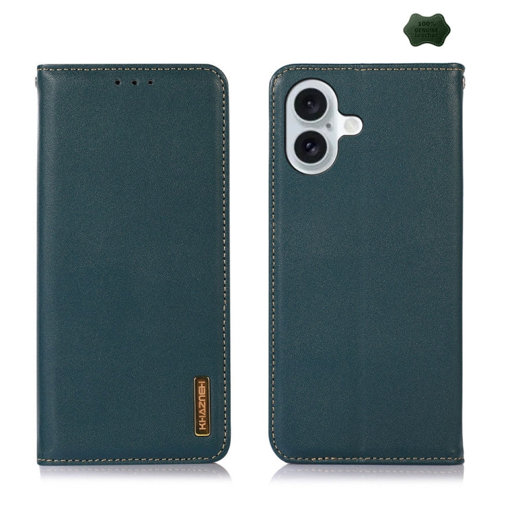 For iPhone 16 KHAZNEH Nappa Top Layer Cowhide Leather Phone Case(Green) - iPhone 16 Cases by PMC Jewellery | Online Shopping South Africa | PMC Jewellery | Buy Now Pay Later Mobicred