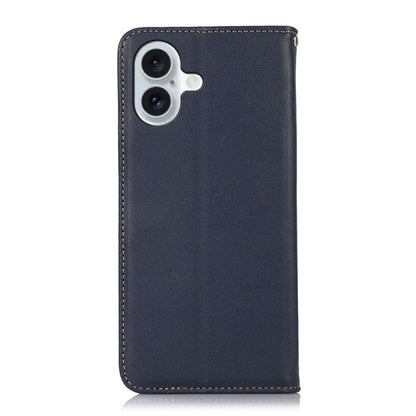 For iPhone 16 KHAZNEH Nappa Top Layer Cowhide Leather Phone Case(Blue) - iPhone 16 Cases by PMC Jewellery | Online Shopping South Africa | PMC Jewellery | Buy Now Pay Later Mobicred