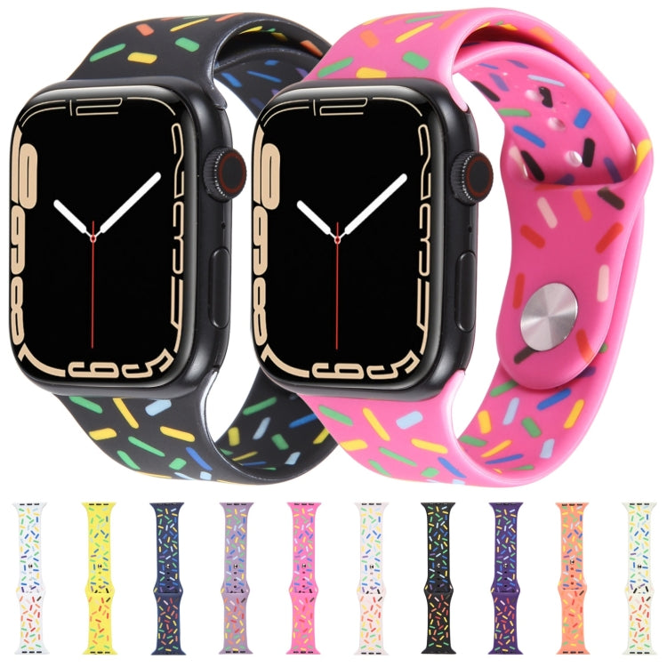 Rainbow Raindrops Silicone Watch Band For Apple Watch 9 45mm(Black) - Watch Bands by PMC TechLife | Online Shopping South Africa | PMC TechLife