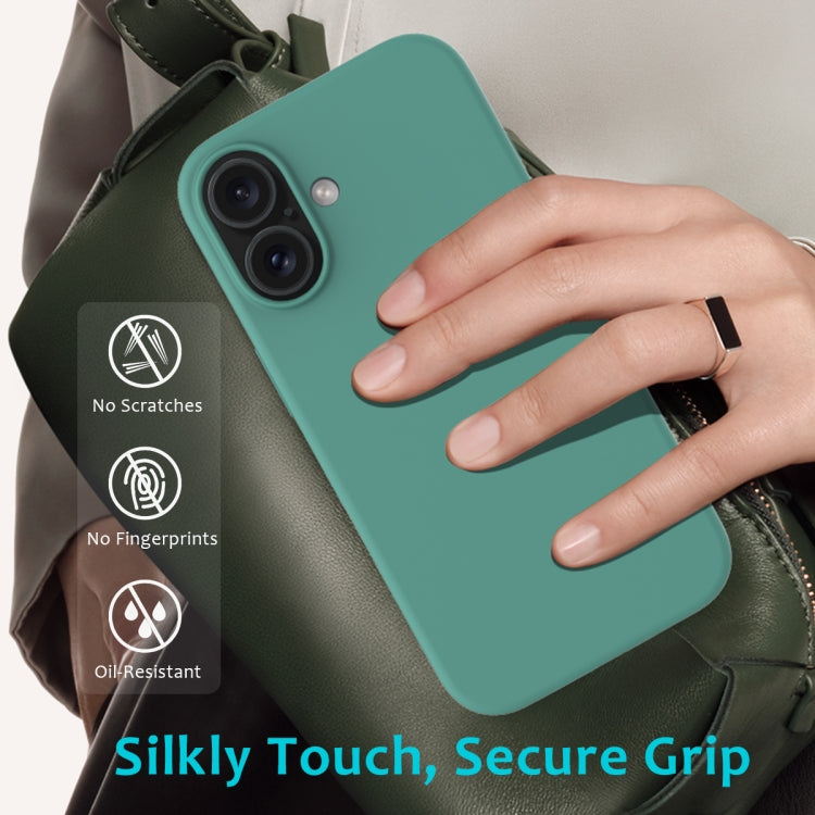 For iPhone 16 Plus Solid Color Silicone Phone Case(Pine Needle Green) - More iPhone Cases by PMC Jewellery | Online Shopping South Africa | PMC Jewellery | Buy Now Pay Later Mobicred