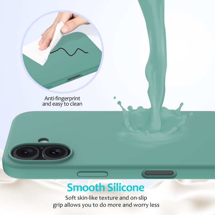 For iPhone 16 Solid Color Silicone Phone Case(Pine Needle Green) - More iPhone Cases by PMC Jewellery | Online Shopping South Africa | PMC Jewellery | Buy Now Pay Later Mobicred