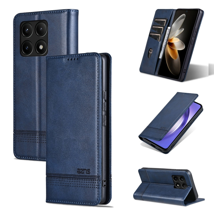 For Xiaomi Redmi K70/K70 Pro AZNS Magnetic Calf Texture Flip Leather Phone Case(Dark Blue) - free shipping - PMC Jewellery - Order now!