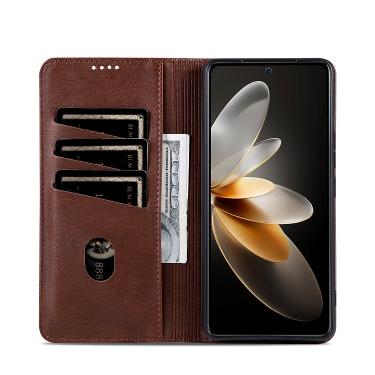 For Xiaomi Redmi K70/K70 Pro AZNS Magnetic Calf Texture Flip Leather Phone Case(Dark Brown) - Xiaomi Cases by AZNS | Online Shopping South Africa | PMC Jewellery | Buy Now Pay Later Mobicred