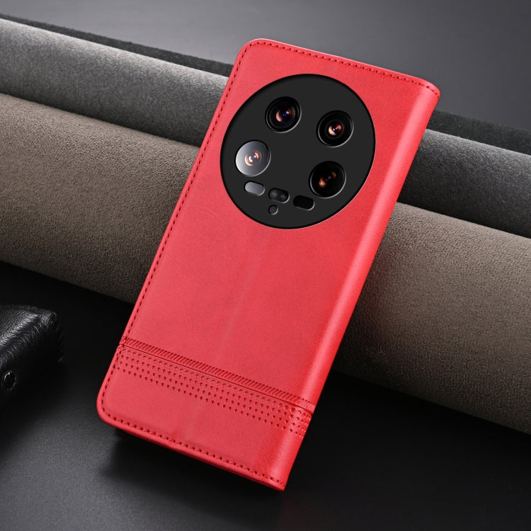 For Xiaomi 14 Ultra AZNS Magnetic Calf Texture Flip Leather Phone Case(Red) - 14 Ultra Cases by AZNS | Online Shopping South Africa | PMC Jewellery | Buy Now Pay Later Mobicred