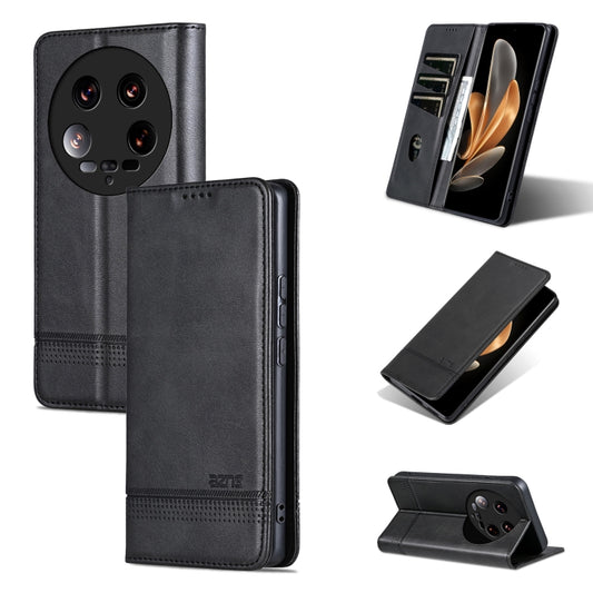 For Xiaomi 14 Ultra AZNS Magnetic Calf Texture Flip Leather Phone Case(Black) - 14 Ultra Cases by AZNS | Online Shopping South Africa | PMC Jewellery | Buy Now Pay Later Mobicred