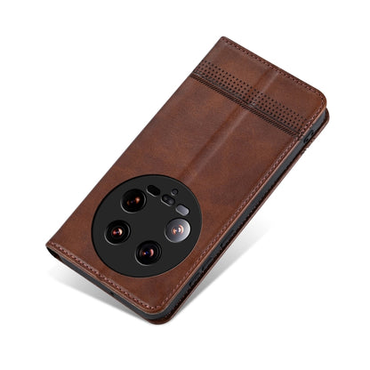 For Xiaomi 14 Ultra AZNS Magnetic Calf Texture Flip Leather Phone Case(Dark Brown) - 14 Ultra Cases by AZNS | Online Shopping South Africa | PMC Jewellery | Buy Now Pay Later Mobicred