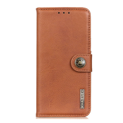 For iPhone 16 Plus KHAZNEH Cowhide Texture Horizontal Flip Leather Phone Case(Brown) - iPhone 16 Plus Cases by PMC Jewellery | Online Shopping South Africa | PMC Jewellery | Buy Now Pay Later Mobicred