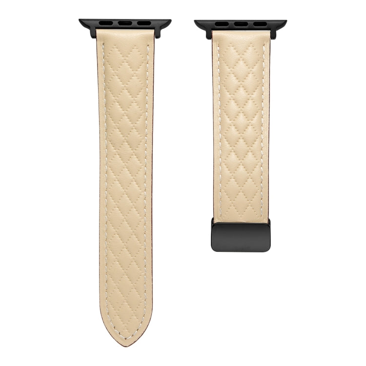 For Apple Watch Ultra 49mm Folding Buckle Rhombus Leather Watch Band(Starlight) - Watch Bands by PMC TechLife | Online Shopping South Africa | PMC TechLife | Buy Now Pay Later Mobicred