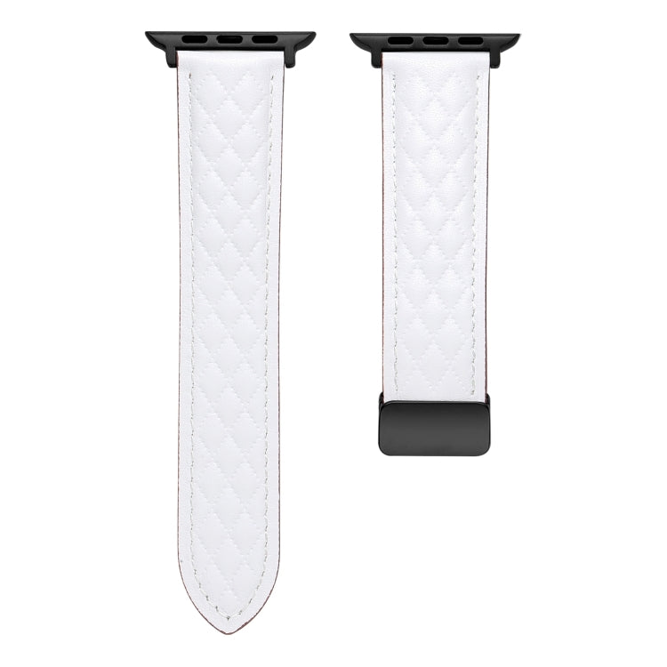 For Apple Watch Ultra 2 49mm Folding Buckle Rhombus Leather Watch Band(White) - Watch Bands by PMC TechLife | Online Shopping South Africa | PMC TechLife | Buy Now Pay Later Mobicred